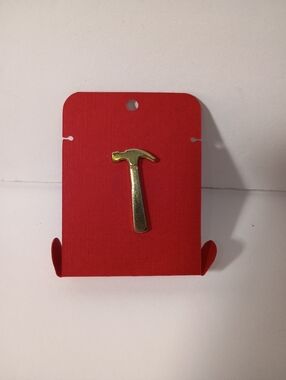 Hammer Tool Lapel Pin Back Vintage Gold Tone Mens Tie Tack Collectible Hat Pin